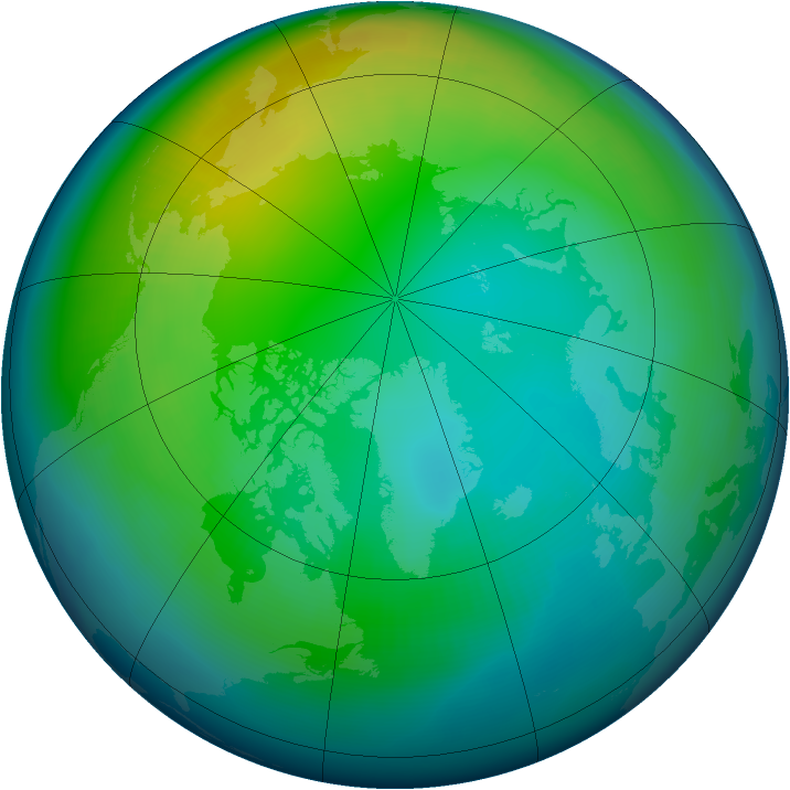 Arctic ozone map for November 1998